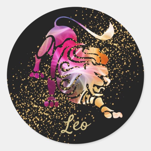 Leo - Zodiac Sign Ronde Sticker (Voorkant)
