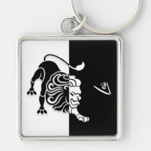 Leo Zodiac Sign. Sleutelhanger, zwart-wit