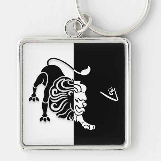 Leo Zodiac Sign. Sleutelhanger, zwart-wit Sleutelhanger (Voorkant)