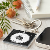 Leo Zodiac Sign. Sleutelhanger, zwart-wit Sleutelhanger (Voorkant Rechts)