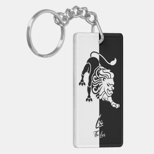 Leo Zodiac Sign. Sleutelhanger, zwart-wit Sleutelhanger (Voorkant Links)
