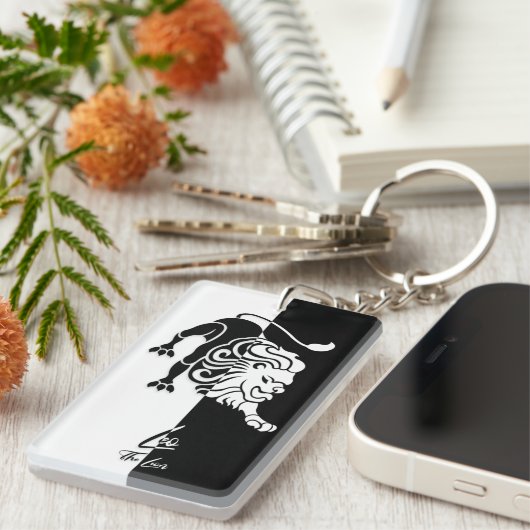 Leo Zodiac Sign. Sleutelhanger, zwart-wit Sleutelhanger (Voorkant Rechts)