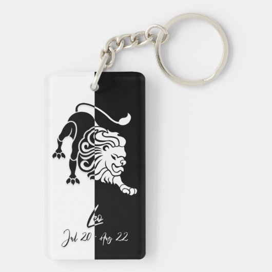 Leo Zodiac Sign. Sleutelhanger, zwart-wit Sleutelhanger (achterkant)
