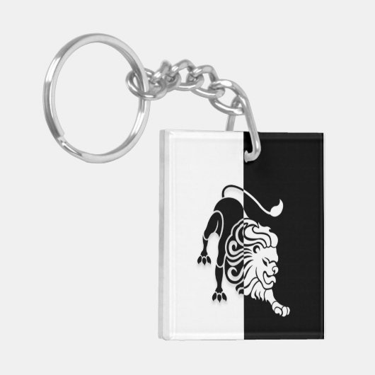 Leo Zodiac Sign. Sleutelhanger, zwart-wit Sleutelhanger (Voorkant Links)