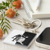 Leo Zodiac Sign. Sleutelhanger, zwart-wit Sleutelhanger (Voorkant Rechts)