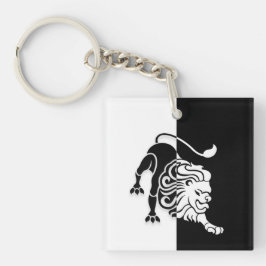 Leo Zodiac Sign. Sleutelhanger, zwart-wit Sleutelhanger