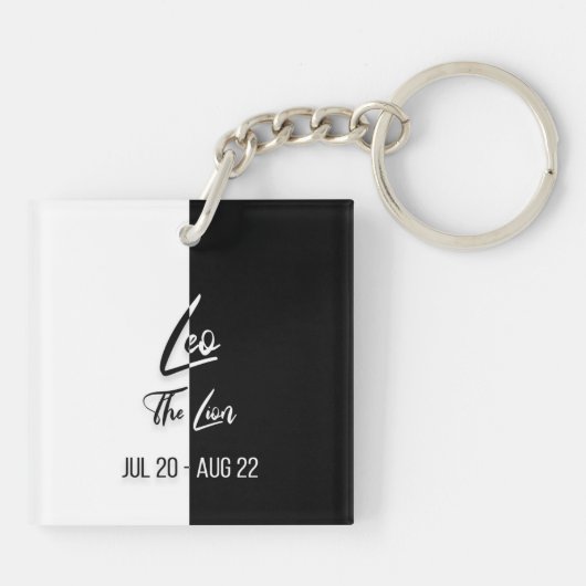 Leo Zodiac Sign. Sleutelhanger, zwart-wit Sleutelhanger (Achterkant)