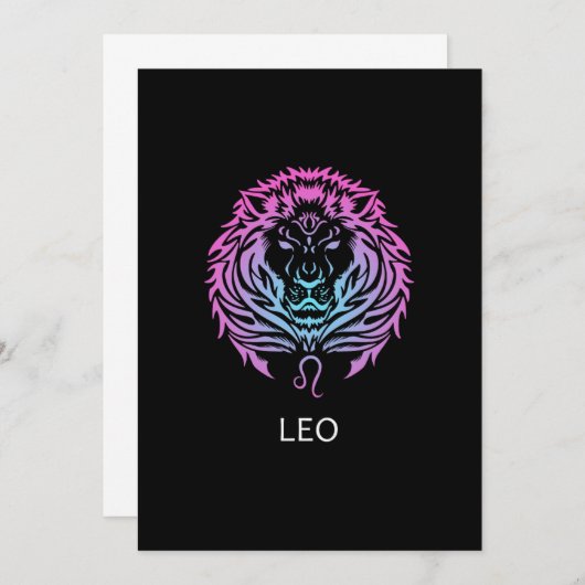 Leo Zodiac Sign The Lion Design Birthday Gift Kaart (Voorkant / Achterkant)