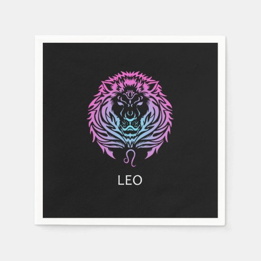 Leo Zodiac Sign The Lion Design Birthday Gift Servet (Voorkant)