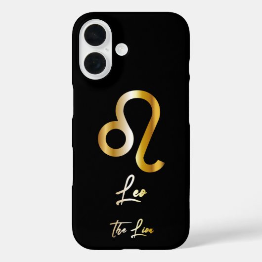 Leo Zodiac Sign, Zwart & Goud Case-Mate iPhone Case (Achterkant)