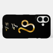 Leo Zodiac Sign, Zwart & Goud Case-Mate iPhone Case (Achterkant (horizontaal))
