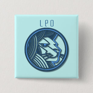 Leo Zodiac Square Pin Vierkante Button 5,1 Cm