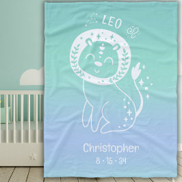 Leo Zodiac Star aangepaste naam geboorte datum bla Fleece Deken