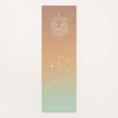 Leo Zodiac Star Constellation Aangepaste naam Blau Yogamat (Voorkant)
