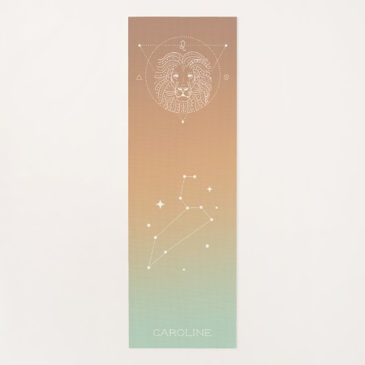 Leo Zodiac Star Constellation Aangepaste naam Blau Yogamat (Voorkant)