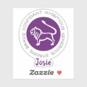 Leo Zodiac Star Traits Paars Sticker (Vel)