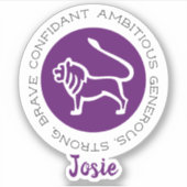 Leo Zodiac Star Traits Paars Sticker (Voorkant)
