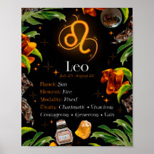 Leo Zodiac Sterrenbeeld Y2k Zwart 4:5 Poster