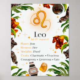 Leo Zodiac Sterrenteken Y2K Wit 4:5 Poster