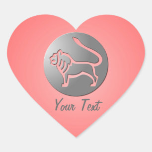 Leo Zodiac Sterrenteken Zilver Roze Hart Vorm Hart Sticker