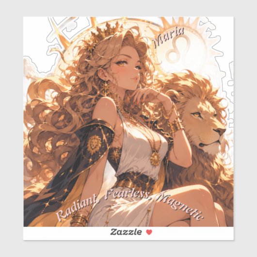 Leo Zodiac Sticker Personalized Astrology Gift (Vel)