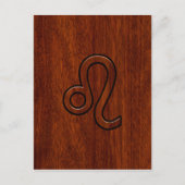 Leo Zodiac Symbol in Mahogany-houtstijl Briefkaart (Voorkant)