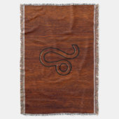 Leo Zodiac Symbol in Mahogany-houtstijl Deken (Voorkant Verticaal)