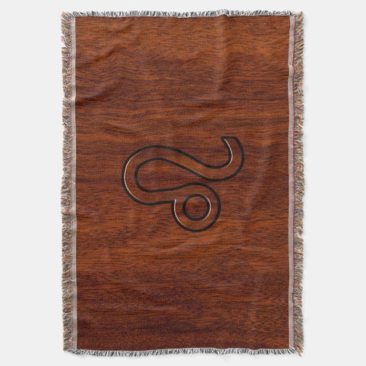 Leo Zodiac Symbol in Mahogany-houtstijl Deken (Voorkant Verticaal)