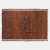 Leo Zodiac Symbol in Mahogany-houtstijl Deken (Voorkant)