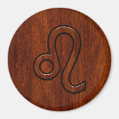 Leo Zodiac Symbol in Mahogany-houtstijl Magneet (Voorkant)