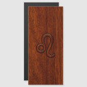Leo Zodiac Symbol in Rich Mahogany-houtstijl (Voorkant / Achterkant)