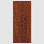 Leo Zodiac Symbol in Rich Mahogany-houtstijl (Voorkant)
