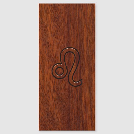 Leo Zodiac Symbol in Rich Mahogany-houtstijl (Voorkant)