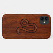 Leo Zodiac Symbol in Rich Mahogany-houtstijl Case-Mate iPhone Case (Achterkant (horizontaal))