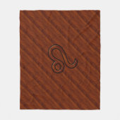 Leo Zodiac Symbol in Rich Mahogany-houtstijl Fleece Deken (Voorkant)