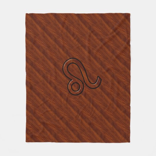 Leo Zodiac Symbol in Rich Mahogany-houtstijl Fleece Deken (Voorkant)