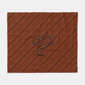 Leo Zodiac Symbol in Rich Mahogany-houtstijl Fleece Deken (Voorkant (Horizontaal))