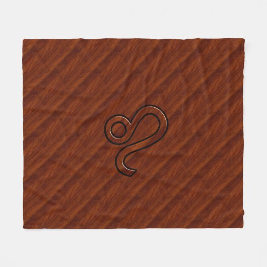Leo Zodiac Symbol in Rich Mahogany-houtstijl Fleece Deken (Voorkant (Horizontaal))