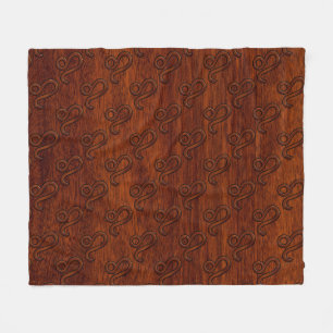 Leo Zodiac Symbol in Rich Mahogany-houtstijl Fleece Deken