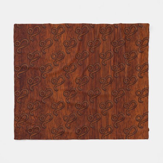 Leo Zodiac Symbol in Rich Mahogany-houtstijl Fleece Deken (Voorkant (Horizontaal))