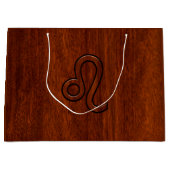 Leo Zodiac Symbol in Rich Mahogany-houtstijl Large Cadeautasje (Voorkant)