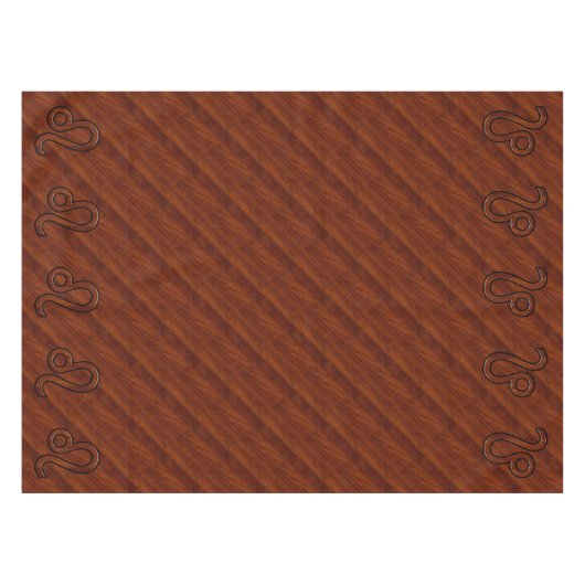 Leo Zodiac Symbol in Rich Mahogany-houtstijl Tafelkleed (Voorkant (Horizontaal))