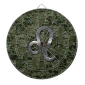 Leo Zodiac Symbol op Woodland Digital Camo Dartbord (Voorkant)
