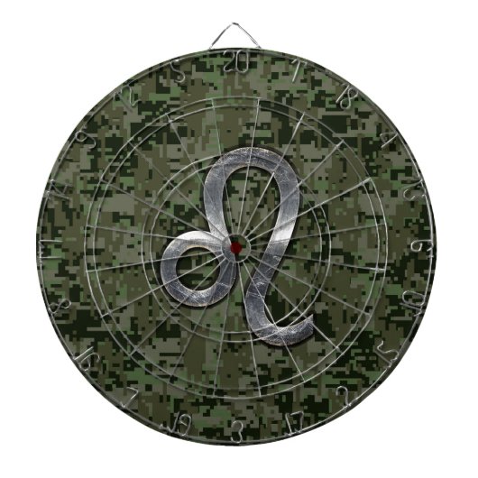 Leo Zodiac Symbol op Woodland Digital Camo Dartbord (Voorkant)