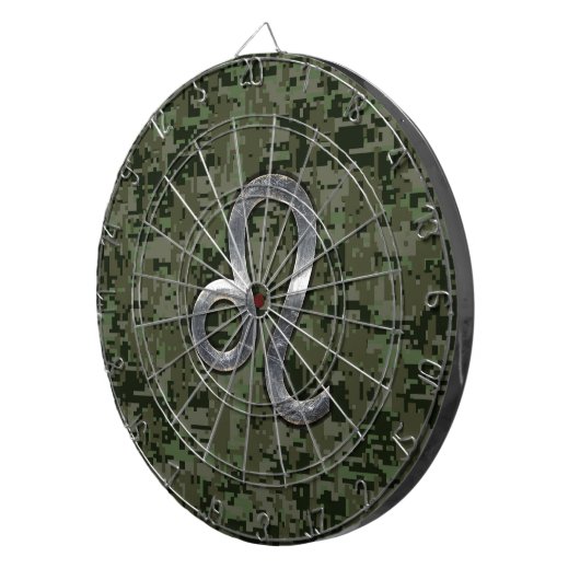 Leo Zodiac Symbol op Woodland Digital Camo Dartbord (Voorkant Rechts)