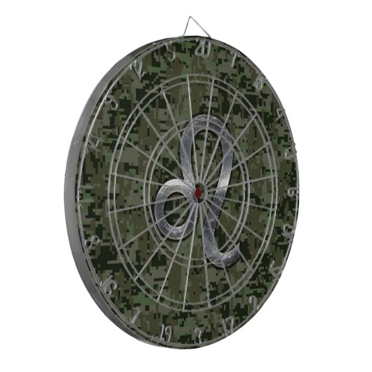 Leo Zodiac Symbol op Woodland Digital Camo Dartbord (Voorkant Links)