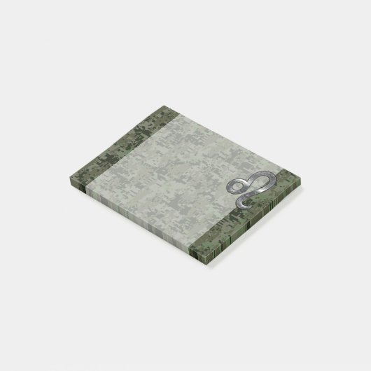 Leo Zodiac Symbol op Woodland Digital Camo Post-it® Notes (Schuin)