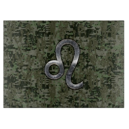 Leo Zodiac Symbol op Woodland Digital Camo Snijplank (Voorkant)