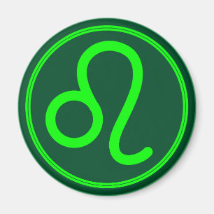 Leo Zodiac Symbool Groen Contrast Magneet