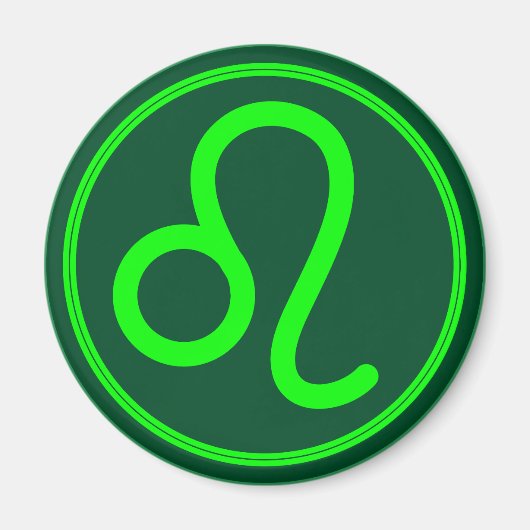 Leo Zodiac Symbool Groen Contrast Magneet (Voorkant)